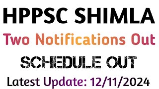 Hppsc Shimla latest notification out two Notifications out  12112024 [upl. by Haem]