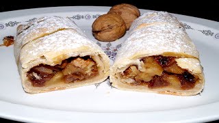 Strudel de manzana Receta de masa y relleno explicada paso a paso Receta tradicional [upl. by Reeta641]