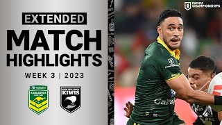 Kangaroos v New Zealand Kiwis  Extended Highlights  Pacific Championships 2023  NRL [upl. by Nanerb]