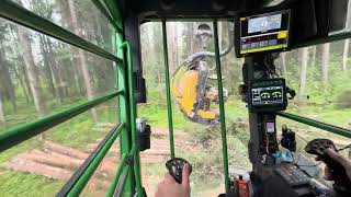 Johndeer 853 cutting futur logging road [upl. by Moyers183]