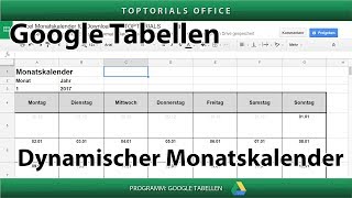 Dynamischen Monatskalender erstellen  Download Google Tabellen Spreadsheets [upl. by Sandon]