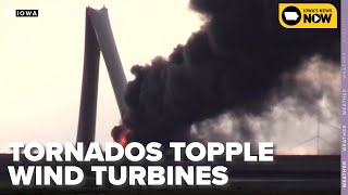 Tornadoes touch down in Iowa destroying wind turbines and buildings [upl. by Zurheide288]