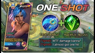 KARINA ONE HIT DAMAGE ALMOST UNLIMITED ULTI BEST ITEM BUILD AND EMBLEM [upl. by Trabue256]