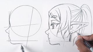 How to draw anime face from side angle ✍✍ Drawing Practice [upl. by Airpac]