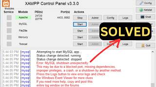 How to Solve Error MySql Shutdown Unexpectedly in Xampp [upl. by Esirehc9]