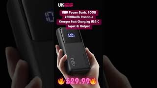 INIU Power Bank 100W 25000mAh Portable Charger Fast Charging USB C Input amp Output £2999 wvoucher [upl. by Siroval]