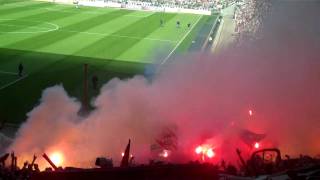 Gladbach  1 FC Köln  Gästeblock vor dem Anpfiff Pyro HD 10042011 [upl. by Gnof]