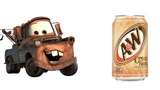 Cars 🚗 Pixar Animation Movie Characters And Their Favorite Drinks Candies amp Other Favorites  Mater [upl. by Dich]