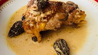 POULARDE AUX MORILLES ET AU VIN JAUNE  FATTENED CHICKEN WITH MORELS AND YELLOW WINE VIDEO 232 [upl. by Kwan]