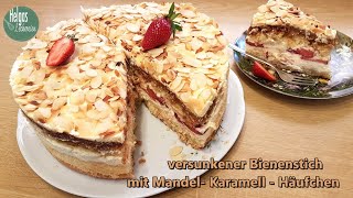 verdrehter versunkener Bienenstich mit MandelhäufchenMandelkuchen [upl. by Nader]