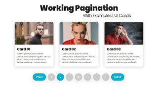 How to Make a Working Pagination  With Examples  Functional With UI Cards  HTML CSS amp Jquery [upl. by Novikoff]