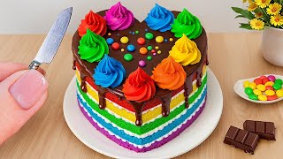 Yummy Chocolate Cake With Heart Decorating Ideas  Satisfying Rainbow Cake Decorating Hacks [upl. by Chiaki403]