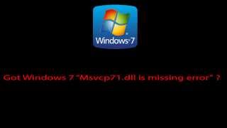 got windows 7 msvcp71dll is missing error here is the fix [upl. by Leslie484]