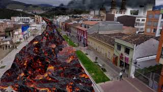 Volcán Galeras erupción apocalíptica destrucción de pasto virtual [upl. by Alathia]