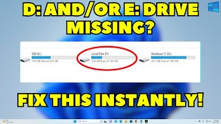 How To Fix D Drive Or E Drive Not Showing  Hard disk Drive D and E not visible  YouTube [upl. by Eikcuhc]