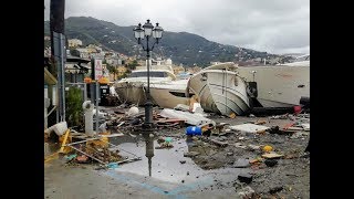 RAPALLO COASTAL STORM 29102018  During and after disaster footages [upl. by Arhat]