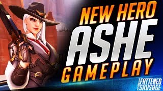 NEW HERO quotAshequot Gameplay ft Jeff Kaplan amp Emongg [upl. by Bernat]