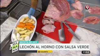 Receta de hoy lechón al horno con salsa verde y berenjenas al escabeche [upl. by Vesta]