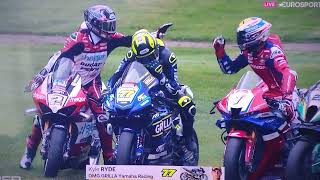 Tommy Bridewell flips off Glenn Irwin BSB 2024 [upl. by Ramirol]