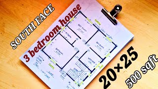 2025 south face house plan  500 sqft house design  South facing small house vastu plan [upl. by Nutter277]