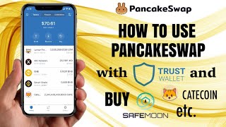 How to use PANCAKESWAP with TRUST Wallet to BUY Catecoin Safemoon Etc  Dapp Tutorial [upl. by Erdreid]