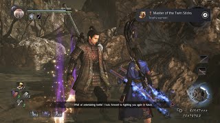 NIOH  Sasaki Kojiro Boss Fight  Master of the Twin Sticks Trophy Dual Wooden Swords Location [upl. by Ahsilrae]