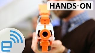 NStrike Elite NERF Cam ECS12 Blaster handson  Engadget [upl. by Guerin734]