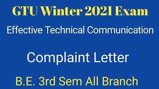 Complaint Letter Writing  Chapter2  Technical Writing  BE Sem3  ETC  GTU [upl. by Ennail]