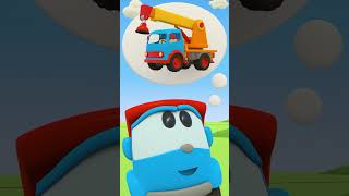 Leo the Truck amp a crane truck for kids build a cubes tower  Cartoons for kids amp shorts for kids [upl. by Liemaj]