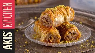 Rolled Baklava Saragli  Akis Petretzikis [upl. by Linneman]