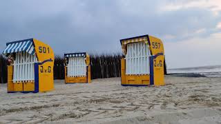 Strandabschnitte am Dünenwege Duhner Spitze bei Sonnenuntergang Strandkörbe Cuxhaven Duhnen Strand [upl. by Cohla]