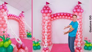 CASTILLO DE GLOBOS 😍  como decorar con globos para cumpleaños🌸😊 decoracion con globos  Gustavo gg [upl. by Sophey490]