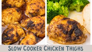 Slow Cooker Chicken Thighs Ultra tender chicken [upl. by Enaitsirhc]