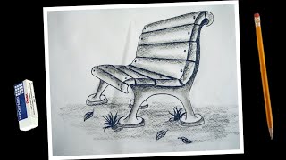 How to draw a Park Bench easy  Park chair drawing easy drawing [upl. by Elram810]