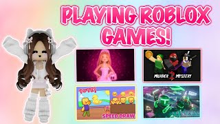 PLAYING GAMES ON ROBLOX LIVE [upl. by Guenna965]