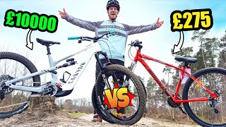 £10000 MOUNTAIN BIKE VS £275 BUDGET MTB [upl. by Os]