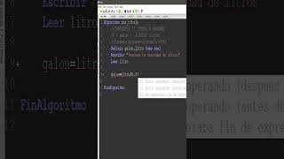 Pseint desde cero pseudocódigo para convertir Litros a Galones shorts pseint programacion [upl. by Zetram953]