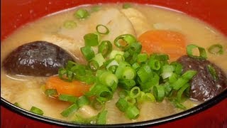 How to Make Nattojiru Vegetable Miso Soup with Fermented Soybean Paste Recipe  Cooking with Dog [upl. by Lyrehc]