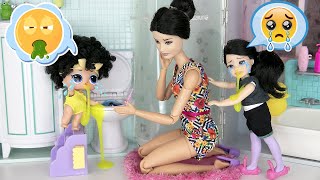 MY MOM ONLY CARED FOR MY SISTER  Barbie Family Sick Day Story  Barbie Toddler Getting Well Routine [upl. by Adnowat]