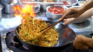 Chinese Street Food Fried noodles with egg fried rice fried broiler egg and vegetable pie [upl. by Ozmo]