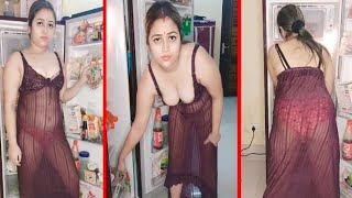 4K IND Housewife Transparent Babydoll Nighty Wearing Cleaning Vlog 🔥🔥🔥💋💕 [upl. by Philly]