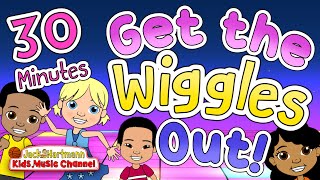 Get the WIGGLES OUT  30 MINUTES of FUN Dance Songs for Kids  Jack Hartmann [upl. by Reppart626]