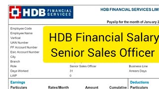 Senior Sales Officer Salary in HDB Financial Services  HDFC Bank Jobs Salary  HDB Financial Salary [upl. by Fotinas]