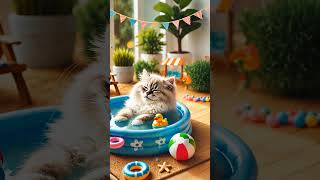 Cat swimming 🥽 in the pool 🐈 [upl. by Eelytsirk]