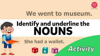 Noun examples sentences for kids😃30 Noun sentences😃Activity😃Kids Channel [upl. by Eelam940]