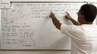 Álgebra CBC A62 Práctica 9  Teoría 06 Rotación de ejes para analisis de Cónicas [upl. by Anawqahs343]