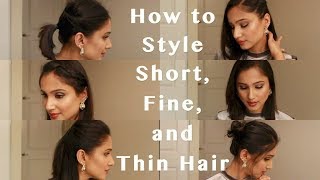 6 Heatless Hairstyles for Fine Thin and Short hair  How to style 3rd day Short Fine and Thin hair [upl. by Elstan]