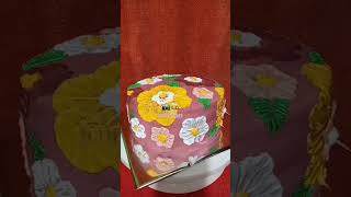 Rustic Painted Flower Design Cake baking dessert food homebaked cakedecorating [upl. by Moncear]