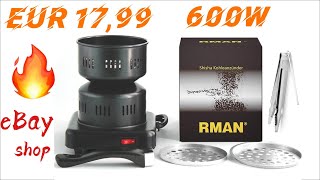 RMAN Elektrischer Kohleanzünder 600W Shisha Kohle Anzünder Kohlebrenner Schwarz [upl. by Ikram86]