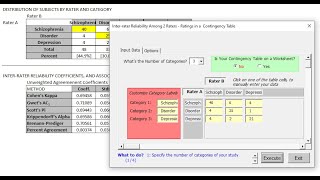 Unweighted analysis of interrater reliability data in a contingency table [upl. by Travis]